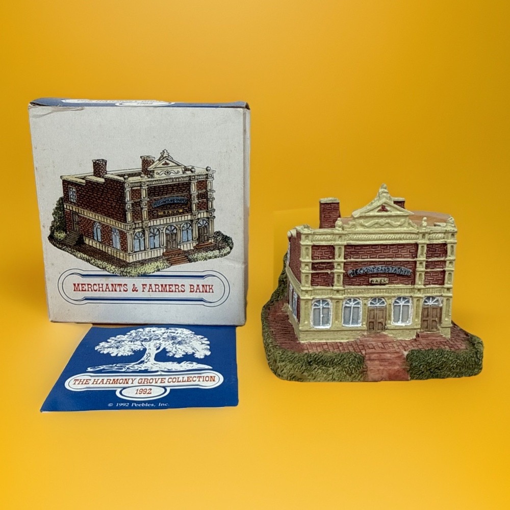 Harmony Grove Collection 1992 Merchant & Farmers‎ Bank Miniature Village Peebles